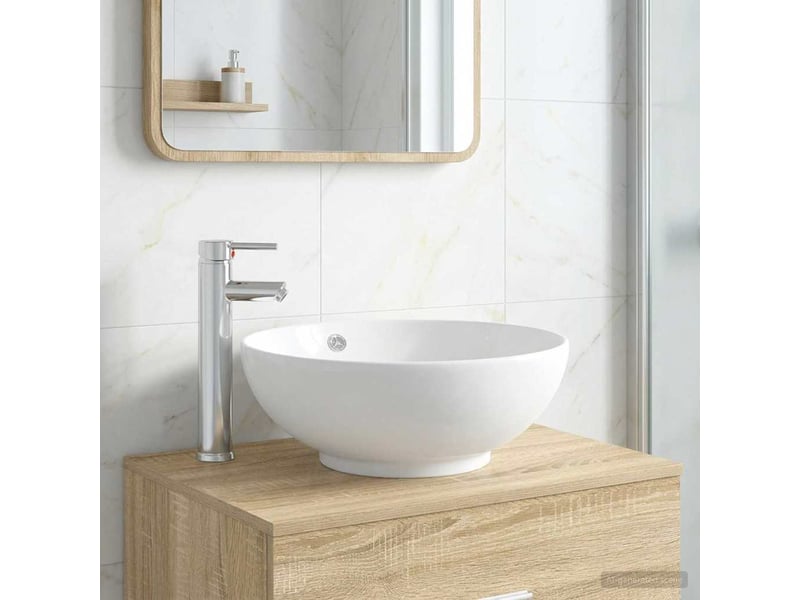  Lavabo de salle de bain avec robinet et drain chrome shl421  - Conforama B