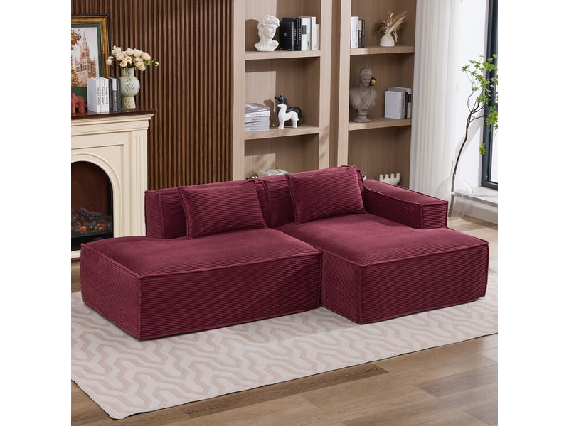  Canapé 3 places en tissu avec 2 coussins, assise ressorts ensachés et mousse haute densité, design épuré  - Conforama B