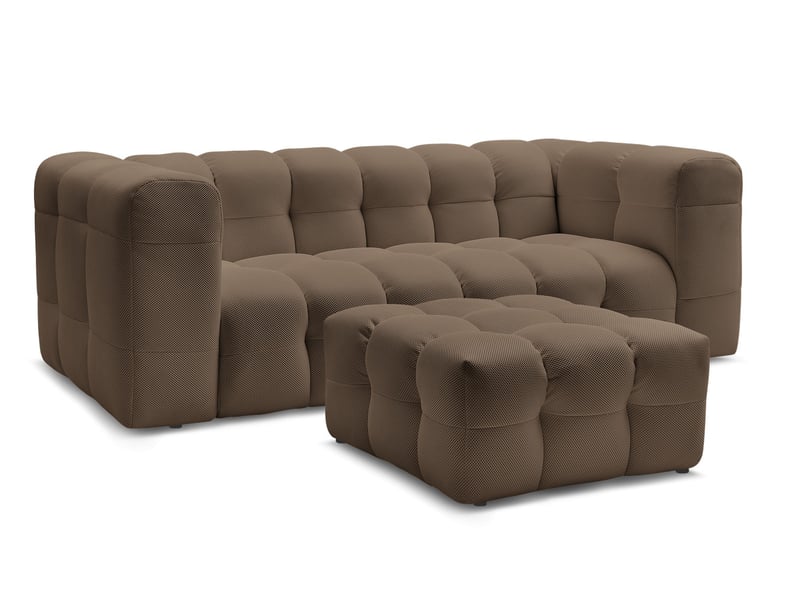 Bobochic canapé droit fixe 3 places cloud tissu mesh avec pouf marron CLOUD - Conforama A