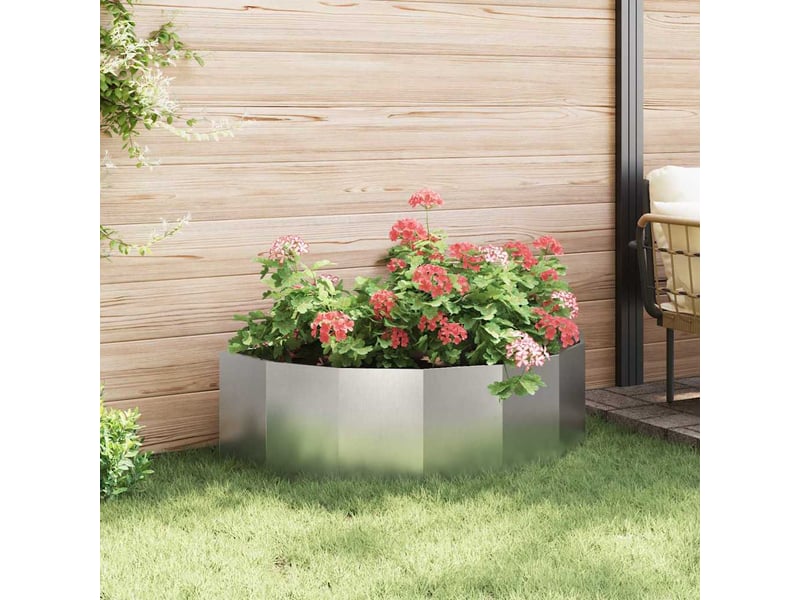  Jardinière - bac à fleurs argent 120 x 60 x 35 cm acier inoxydable  - Conforama D