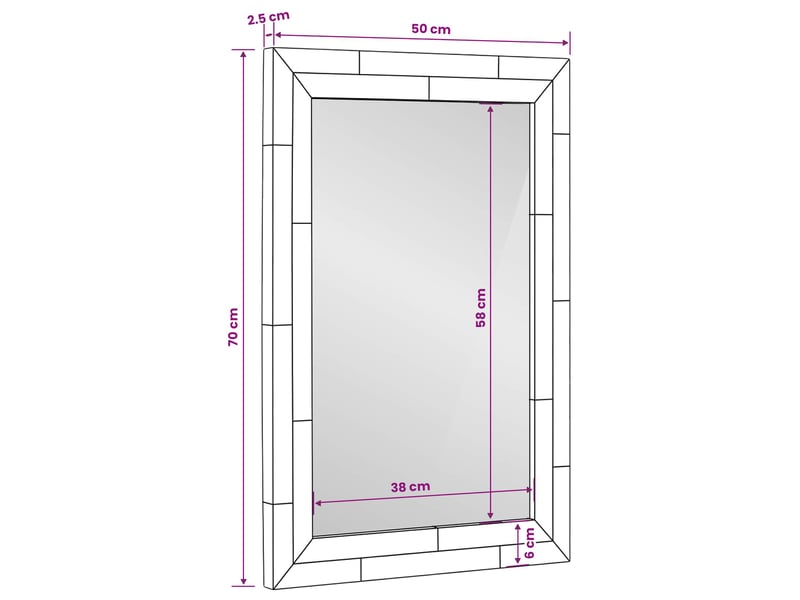  Miroir de salle de bain, miroir de toilette chêne artisanal 50 x 70 x 2,5 cm cf62536  - Conforama E