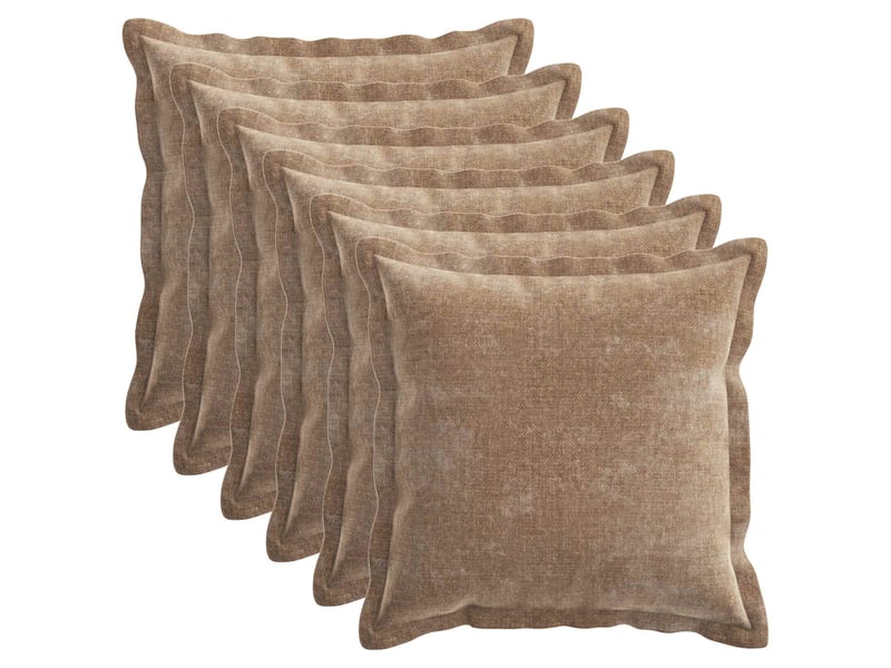  Lot de 6 housses de coussin houten marron 35 x 35 cm tissu chenille cf49846  - Conforama A