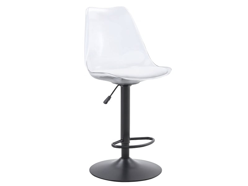  Lot de 2 tabourets de bar transparents, hauteur réglable 60-80 cm, pivotant à 360 degrés, pieds en métal noir  - Conforama A