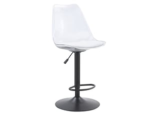Lot de 2 tabourets de bar transparents, hauteur réglable 60-80 cm, pivotant à 360 degrés, pieds en métal noir
