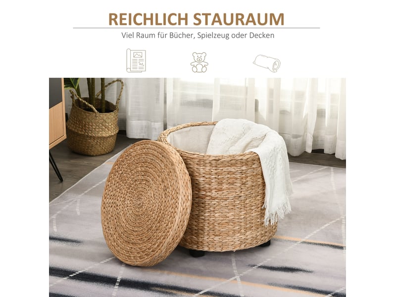 Pouf de rangement 43x43x43 cm couvercle amovible kaki  - Conforama E
