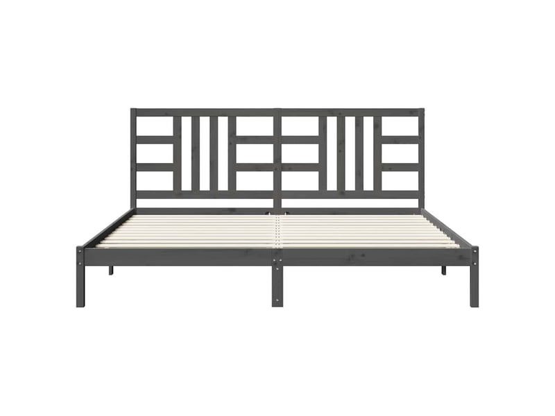  Lit double- lit adulte -  cadre de lit sans matelas gris 200x200 cm bois massif  - Conforama C