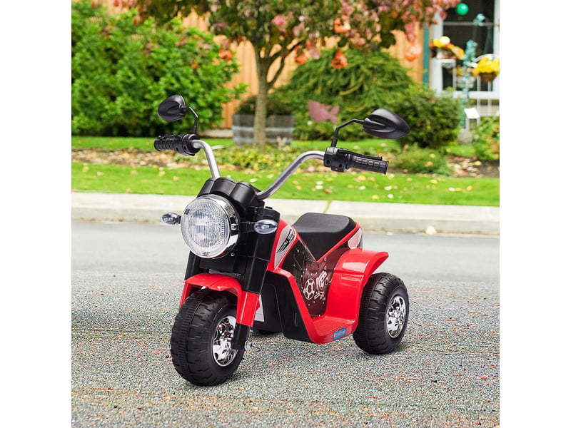  Moto électrique 3 roues enfant, lumièressons, 6v, 2 kmh, 18-36 mois, 72x57x56 cm, rouge.  - Conforama D