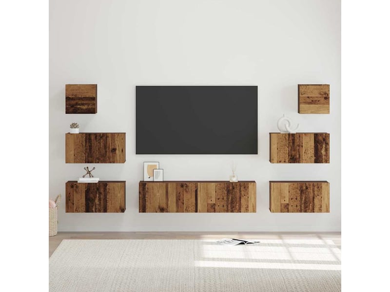  Ensemble meuble tv - banc tv - meuble de rangement 8 pcs bois ancien bois d'ingénierie  - Conforama B