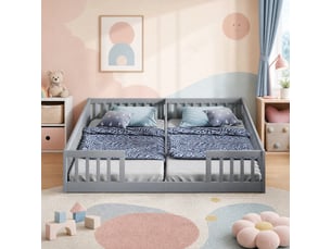 Lit simple 2x90x200 cm <strong></strong>  <strong></strong> coloris gris