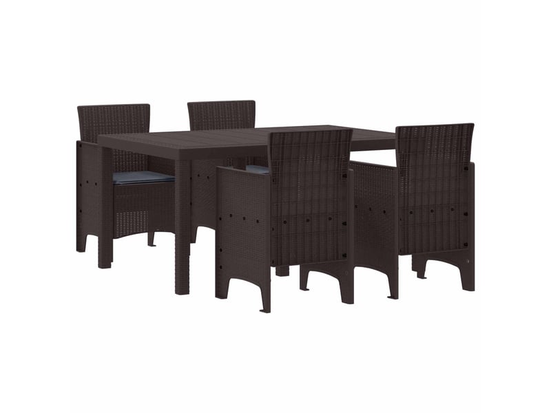 Ensemble de salle à manger de jardin 5 pcs marron rattan polt - Conforama A