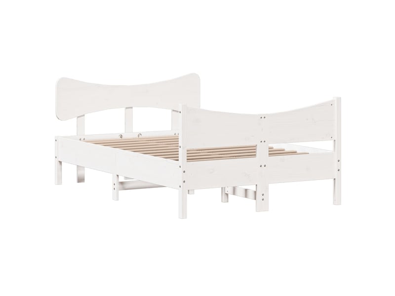  Lit double- lit adulte -  cadre de lit sans matelas blanc 120x190 cm bois de pin massif  - Conforama B