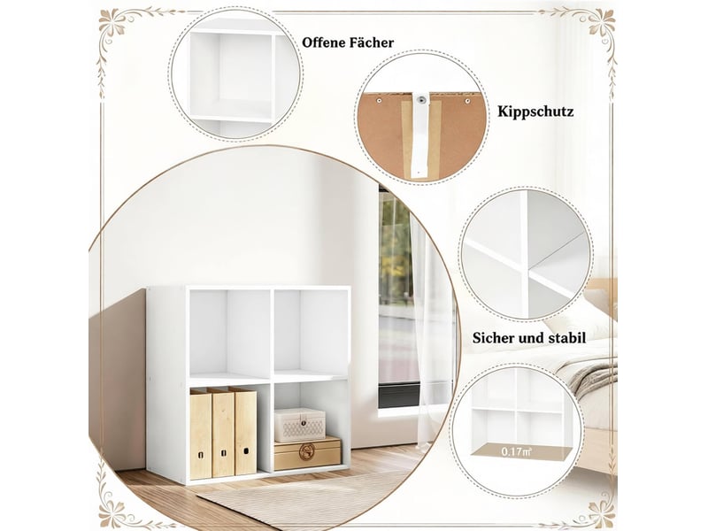  Bibliothèque 60x29,5x60 cm 4 compartiments blanc  - Conforama D