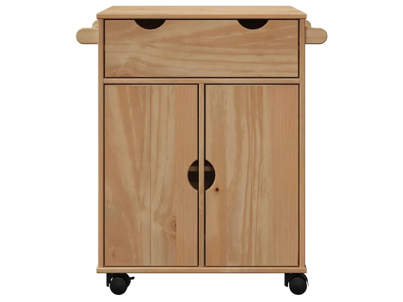  Desserte de cuisine, chariot de rangement otta 59x45x80 cm bois massif de pin shl28040  - Conforama D