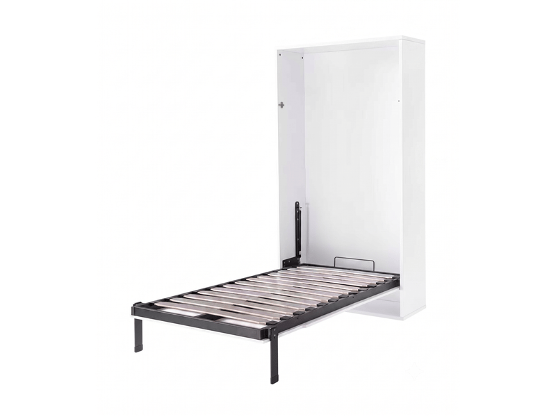 Lit mural escamotable blanc 90x190 cm - armoire lit ouverture manuelle - matelas essentiel 90x190 cm PACK-LTM01WB+M70 90/190 - Conforama A
