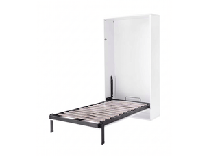 Lit mural escamotable blanc 90x190 cm - armoire lit ouverture manuelle - matelas essentiel 90x190 cm