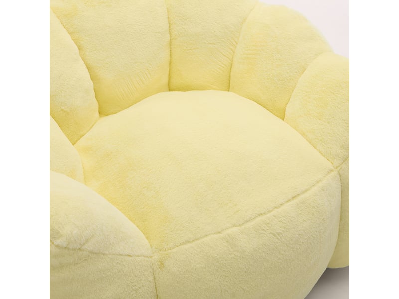  Fauteuil forme lotus en tissu peluche jaune W3495P491800 - Conforama D
