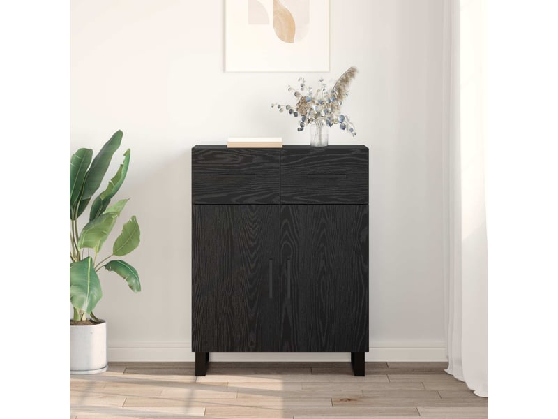  Buffet - bahut - meuble de rangement chêne noir 69,5 x 34 x 90 cm bois d'ingénierie  - Conforama D