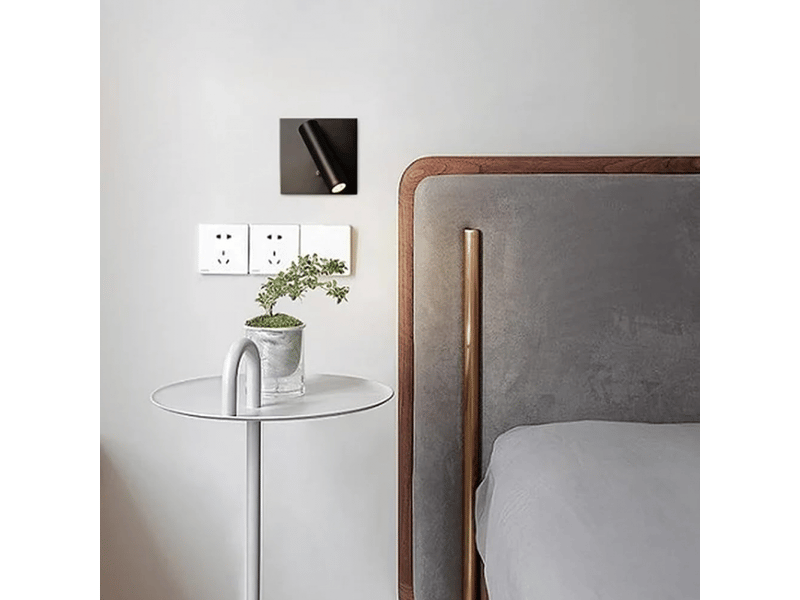  Spot led 3w encastré, directionnel, pour lampe de chevet, avec bouton marche, arrêt et éclairage focalisé réglable, noir  - Conforama C
