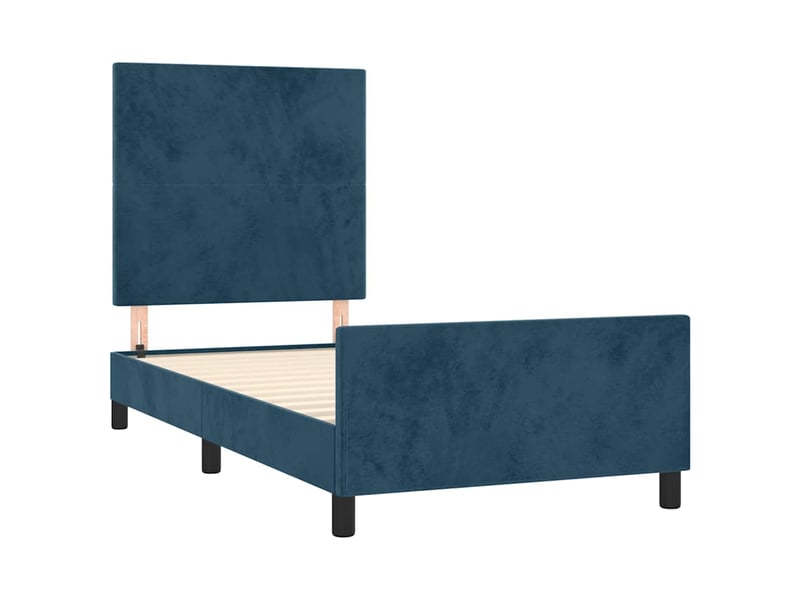  Lit simple- lit adulte -  cadre de lit sans matelas bleu foncé 100x200 cm velours  - Conforama C
