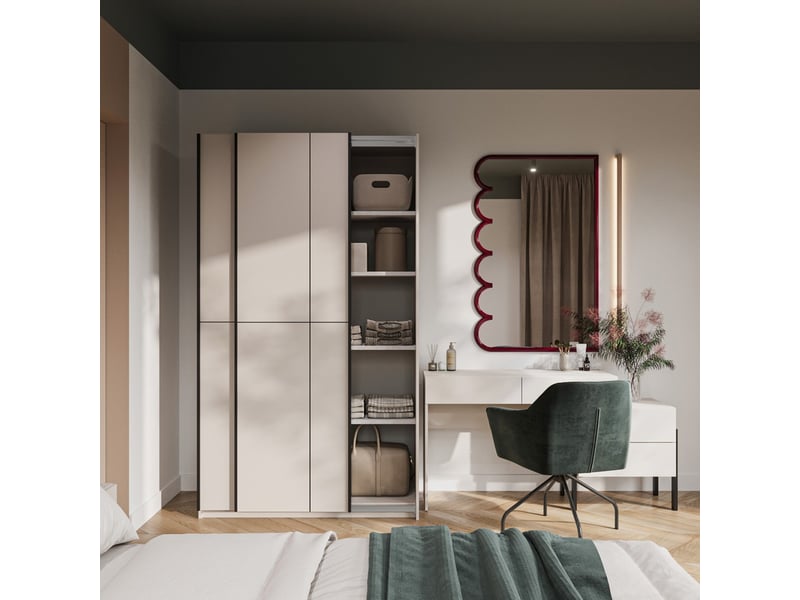  Armoire vertis 2 portes coulissantes cachemire avec fermeture silencieuse 120 cm  - Conforama E