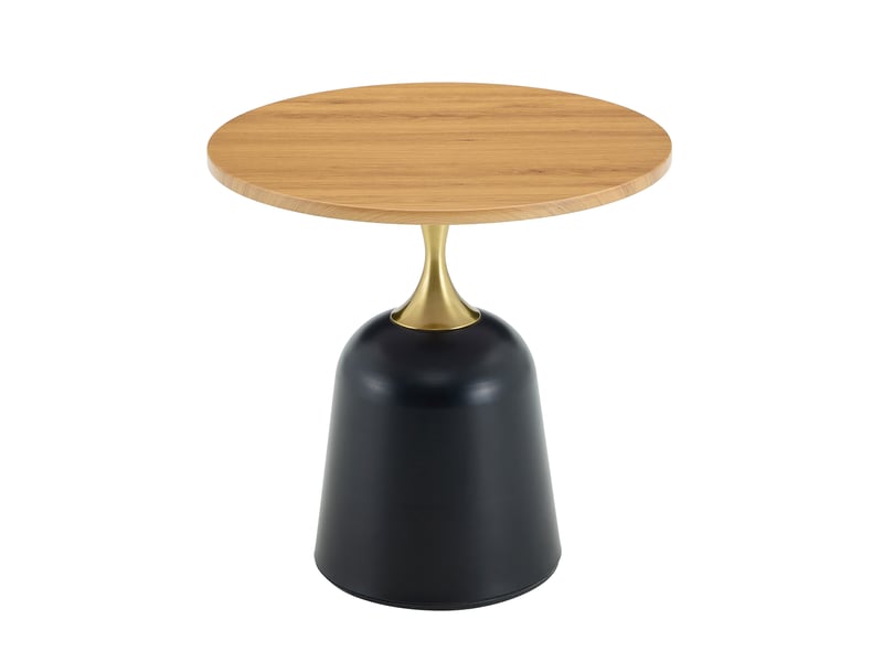  Table d'appoint ronde ø 60 cm, plateau mélaminé et structure métallique aspect bois  - Conforama A