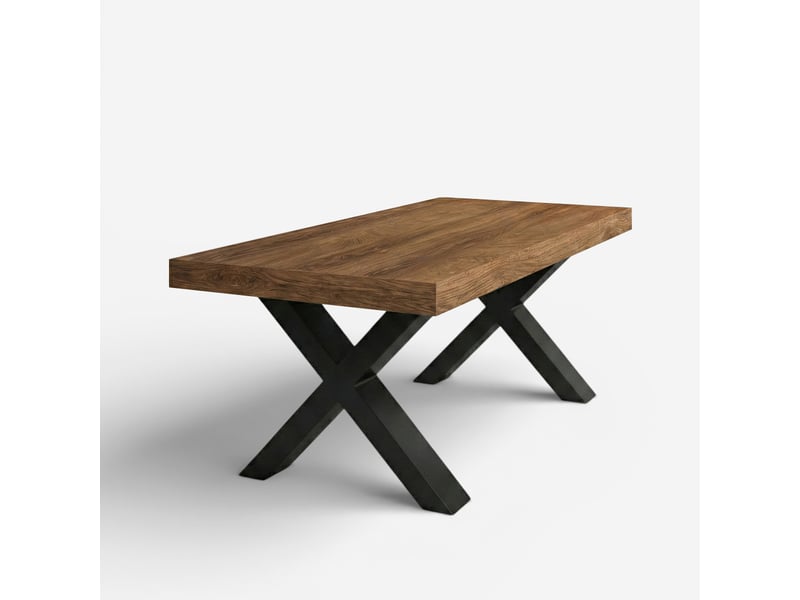 Table à manger extensible 12 places 160260x90 pieds noirs firenze - marron foncé  - Conforama A