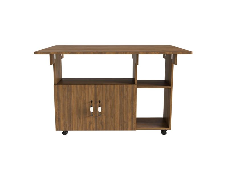 Table à manger mobile pliante 110x70x80 cm avec rangement mdf noyer clair - Conforama A
