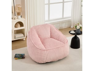 Fauteuil 1 place - 98x92x73cm - fauteuil pouf en mousse à mémoire de forme et peluche rayée - rose