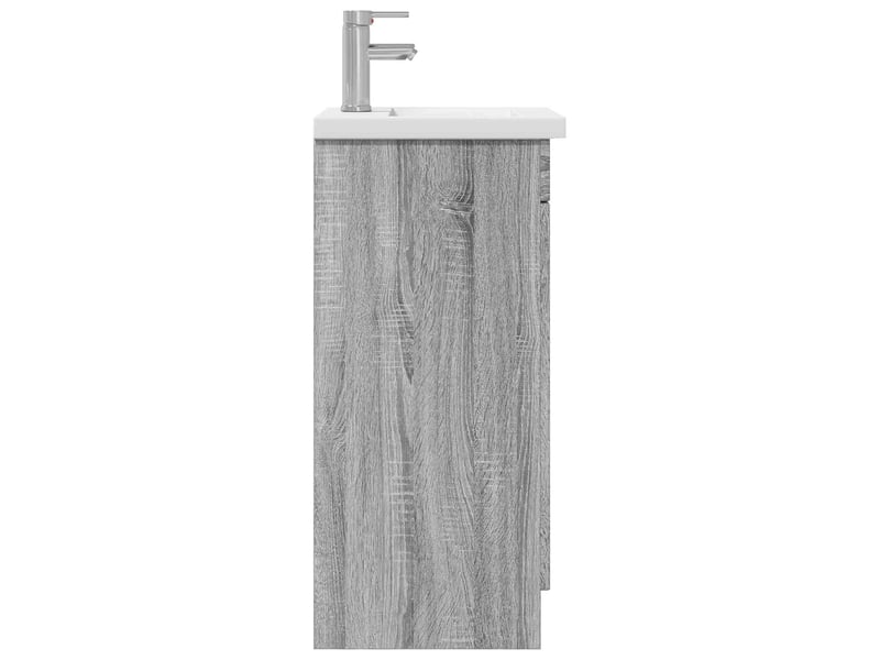 Meuble salle de bain avec évier, meuble de rangement sonoma gris shl8619 - Conforama E
