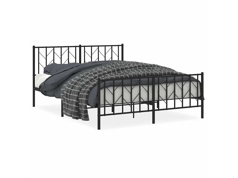  Lit double- lit adulte -  cadre de lit métal sans matelas avec pied de lit noir 150x200cm  - Conforama A