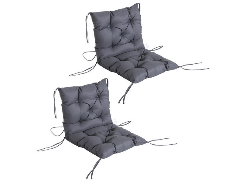  Lot de 2 coussins assise 98×50×8 cm, avec attaches, lavables, ergonomiques, gris.  - Conforama B