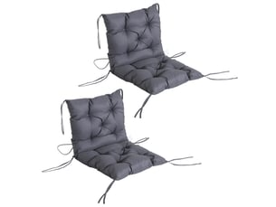 Lot de 2 coussins assise 98×50×8 cm, avec attaches, lavables, ergonomiques, gris.