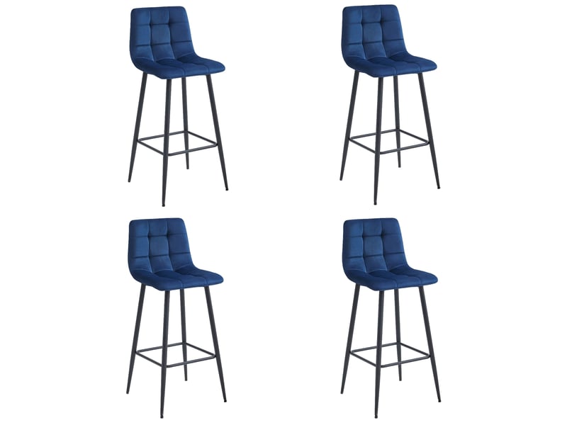 Family hoker arceto - velours bleu marine pieds noirs x 4  - Conforama A
