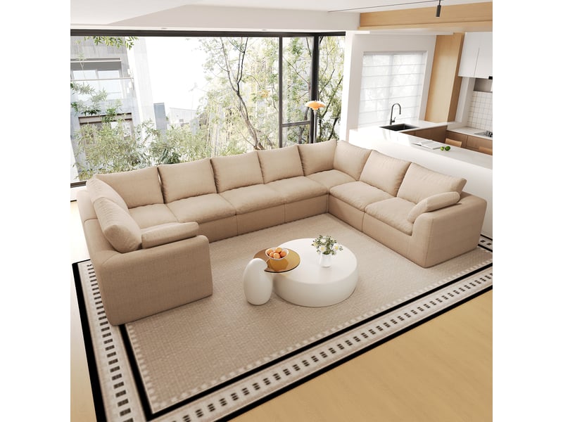  Canapé modulable en u cloud 8 places 375 x 245 cm, mousse compressée, tissu kaki IKSETERA TRADING LTD - Conforama B