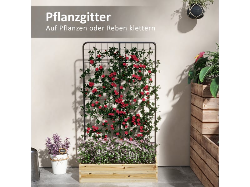  Jardinière avec treillis - bois naturel - treillis pour plantes grimpantes 80x38x145cm - Conforama D