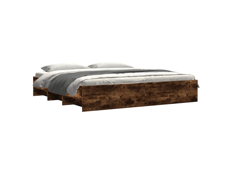  Lit double- lit adulte -  cadre de lit sans matelas chêne fumé 200x200 cm bois ingénierie  - Conforama B