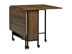 Table à manger pliante mobile 6 personnes avec rangement marron 130x80x74 cm