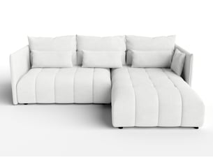 Canapé d'angle réversible convertible <strong>AX LIVING </strong> <strong>Cosmova</strong> 4 places Velours blanc avec coffre de rangement