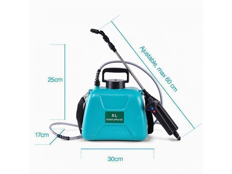  Pulvérisateur electrique jardin 5 l avec batterie rechargeable usb 3 vitesses 4 buses lance telescopique 22 a 60 cm 395393_AADBB66999_6_DROPFR - Conforama B