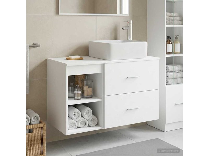  Ensemble de mobilier de salle de bain 2 pcs blanc shl6533  - Conforama B