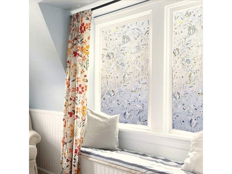  Film pour fenêtre film electrostatique protége intimité anti-uv décoratif  motif tulipes fleurs 45x200cm  - Conforama C