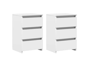 Lot de 2 tables de chevet - cabinet de chevet - table de nuit blanc 40x35x62,5 cm bois d'ingénierie