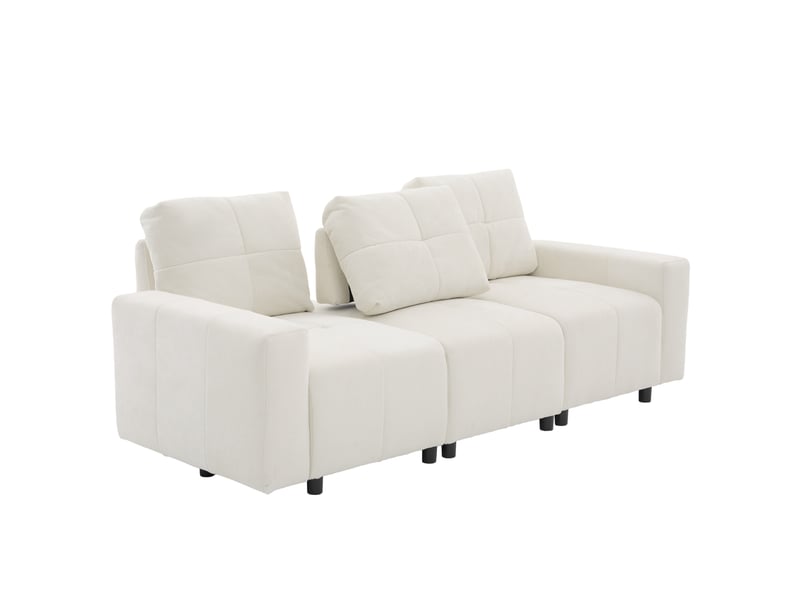  Canapé modulable 3 places 213x94x84 cm avec fonction couchage coloris beige  - Conforama A