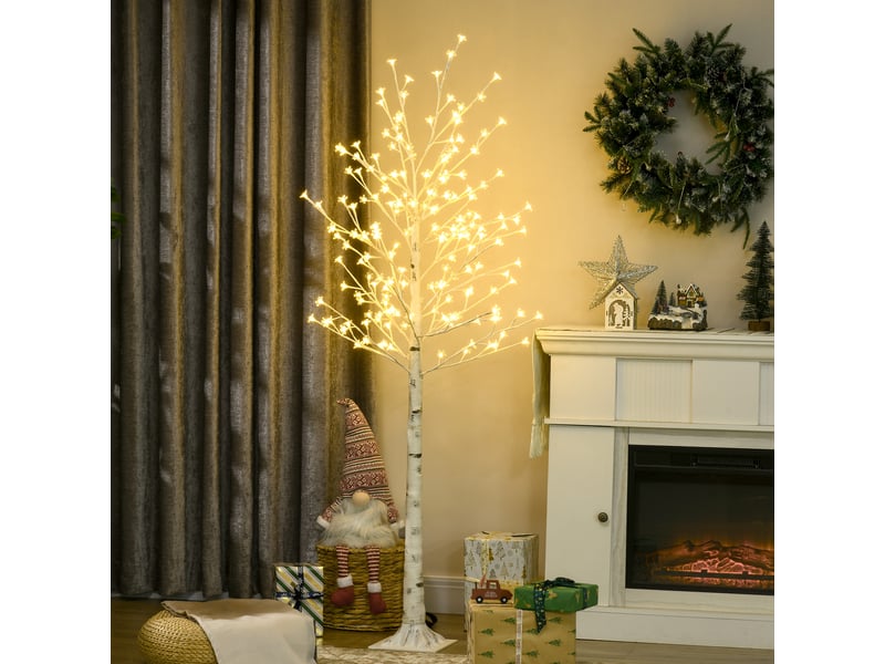  Arbre lumineux led 180 cm 180 leds blanc chaud, arbre artificiel de cerisier en fleurs, ip44, intérieur extérieur, blanc  - Conforama A