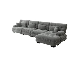 Canapé d'angle modulable modenvie 4 places en chenille gris 406 x 145 x 81 cm