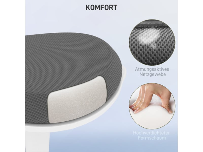  Tabouret de bureau ergonomique pivotant en mesh gris, réglable en hauteur, confortable  - Conforama E