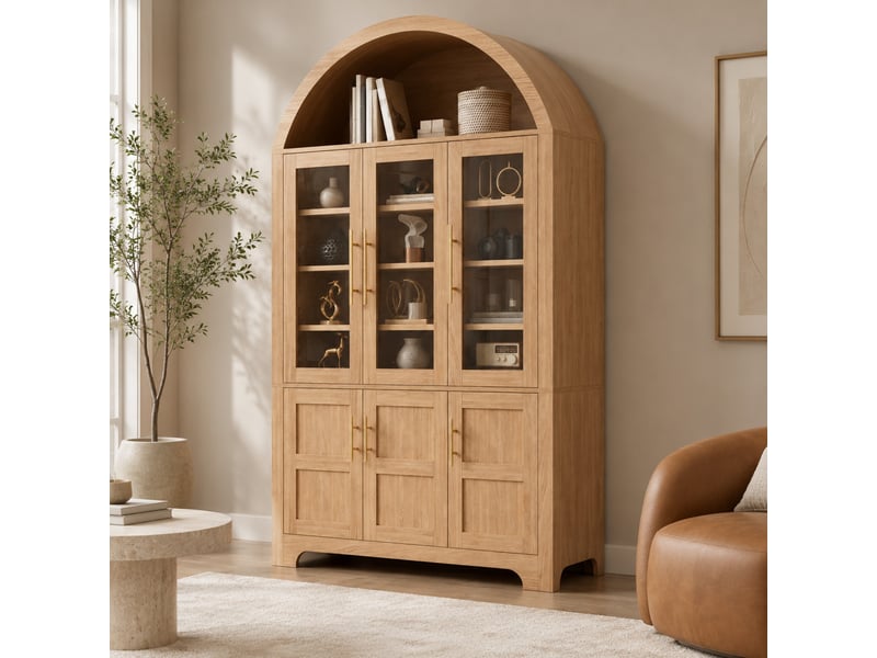  Vitrine 110x40x185 cm naturel avec 3 portes vitrées et 3 portes  - Conforama B