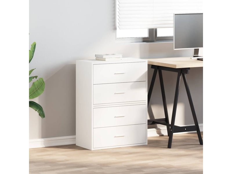  Lot de 2 armoire à tiroirs, commode avec 4 tiroirs blanc 60x31x40cm bois d'ingénierie  - Conforama C