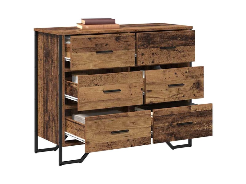  Commode chambre adulte, armoire à tiroirs 6-tiroir bois ancien 91x35,5x74,5 cm  - Conforama C