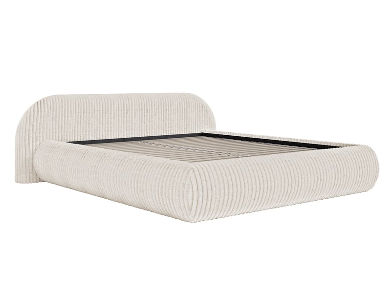  Selsey shels - lit rembourré - 200x200 cm - velours côtelé crème Shels Low - Conforama D